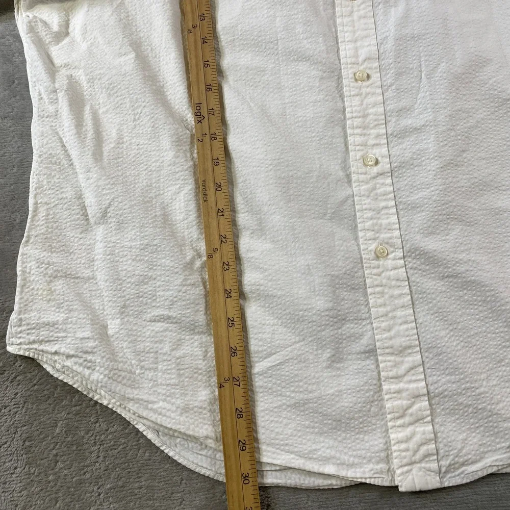 Ralph Lauren Seersucker Shirt Mens XXL White Button Classic Fit Summer Beach